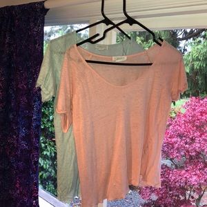 2-for-1 Coral/teal tops